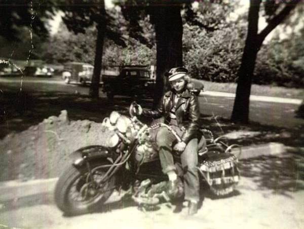 My Mom on a Harley-Davidson Knucklehead